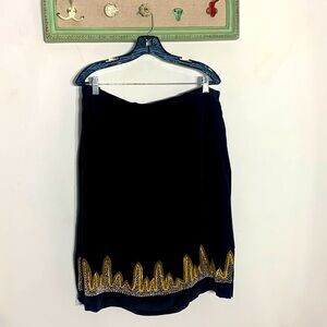 Vintage Diane Von Furstenberg silk assets black bead pearl plus size 2X skirt